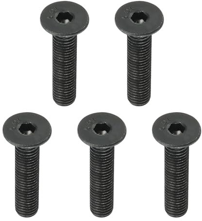 PATIKIL Viti a Testa Svasata Piatta M10 x 50 Mm, 5Pz Bulloni a Testa Svasata Piatta Acciaio Carbonio Medio, Viti Macchine Esagono Incassato, Filettatura Completa, Grado Ossido Nero 10.9