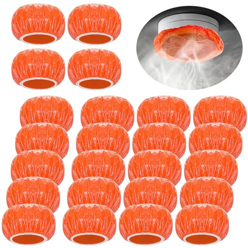 24Pcs Smoke Detector Covers, Elastic Fire Alarm Cover Smoke Detector Dust Covers Thickened Reusable Smoke Alarm Paint Cover Fit Most Models, Fire Alarm Dust Cover for Home Cooking & Baking(Orange)