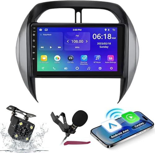 HXSQcar Android 14 Car Radio Navi for T-oyota RAV4 2003-2005 9 Screen Radio with Wireless Carplay Android Car GPS Navigation support Bluetooth 5.0 HIFI FM WiFi SWC MIC Camera (M700S)