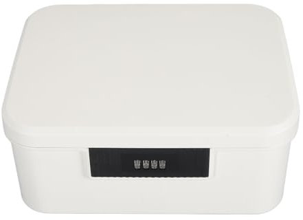 Abschließbarer Aufbewahrungskoffer für Dateien, Dokumenten-Organizer, Doppelschichtige Passwort-Aufbewahrungsbox, 9 L Fassungsvermögen (Cremeweiß)