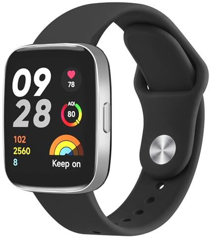 Oumida Correa Compatible con Xiaomi Redmi Watch 3 Active Mujer Hombre, Correas de Silicona Suave, Pulseras de Repuesto Deportiva Impermeable para Redmi Watch 3 Active, Negro