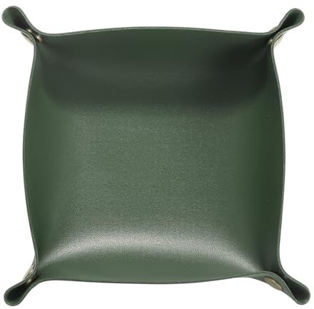 sourcing map PU Leather Valet Tray Unisex Folding Small Catchall Tray Portable Entryway Table Tray Nightstand Bedside Desk Tray for Key Wallet Watch Coin Jewelry Dice, Green