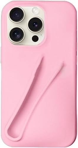 miuhuy Lip Gloss Phone Case(No Includes Lip Gloss), Lip Balm Phone Case Liquid Silicone Camera Protection Lipstick Lip Glaze Phone Case with Microfiber Lining for iPhone (Pink, for iPhone 16 Promax)