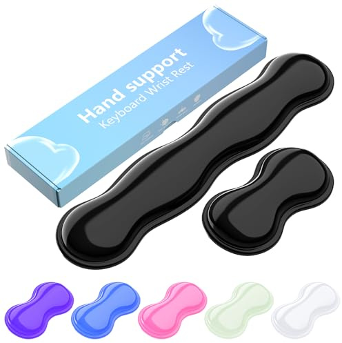 MOKURU Gel Keyboard and Mouse Wrist Rest Set, Comfort Ergonomic Wrist Support, for Wrist Pain Relief, Computer Keyboard Wrist Rest (Black)