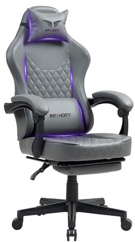 BRTHORY Chaise Gaming Bureau Ergonomique Fauteuil Gaming avec Repose-Pieds, Accoudoirs Linkage, Siège de Bureau réglable 135°