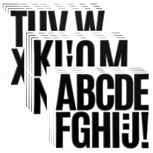 LXUEJIE 12 Blätt Große Buchstaben Aufkleber, 7.6cm Schwarz Klebebuchstaben Aufkleber Große Buchstaben Sticker für Briefkasten Schilder Poster Pinnwände Klassenzimmer