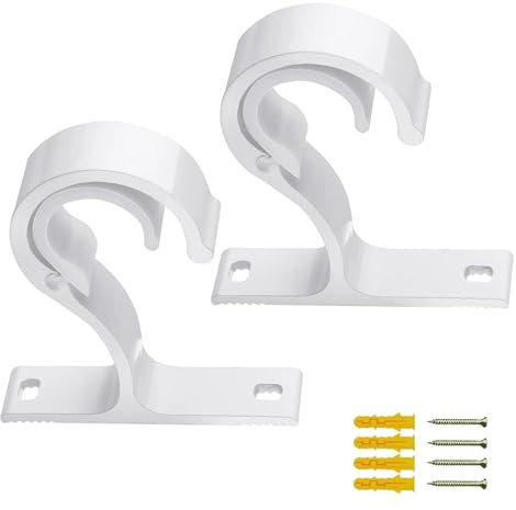 2 Stück Vorhangstangen Halterungen für 23-28 mm Aluminiumlegierung Weiß | Gardinenstange Halterung Verstellbare Vorhanghalterung mit Schrauben für Schrank Gardinenstange