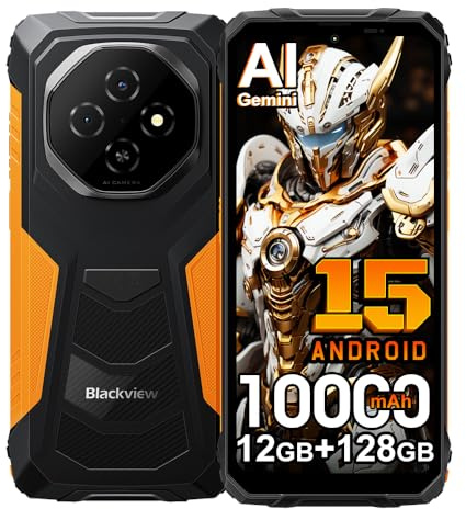 Blackview Fort 1 Android 15 Rugged Smartphone 2025, 12GB+128GB/2TB Telefono Robusto, 16MP Fotocamera AI, 6.56 HD+ Cellulari Resistente IP68, 10000mAh, Dual SIM 4G, 5G WIFI, NFC, OTG, GPS, FM, Arancia