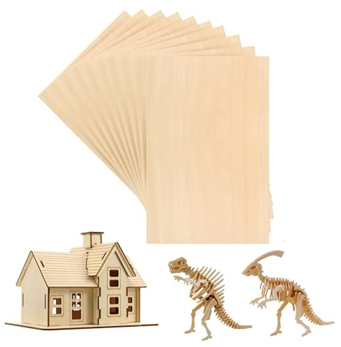 Dofiki 20 Pcs 3mm Basswood Plywood 18x36x1/8 inch Large Plywood Sheet Design for P3 CO2 Laser Cutting Engraving 915 x458 x3mm