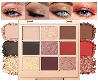 Jutqut 9 Farben Gold Lidschatten Palette, Matte & Glitzer Lidschatten Shimmer, Langanhaltend Natürlich Wasserdicht Hoch Pigmentiert Eyeshadow Palette Für Frauen Augen Make-up (05)