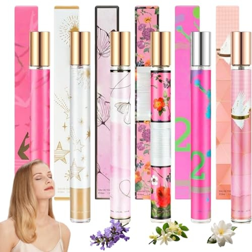 6 x 35ml Parfüm Geschenkset für Frauen,Tragbares Damenparfüm,Mini Damendüfte,Parfümproben mit Langanhaltendem Duft,Duftproben Damen Parfum,Parfum Öl,Geburtstagsgeschenk für Frauen