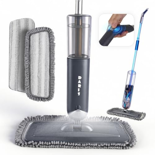 Trapeador eléctrico con Spray de gatillo bajo Demanda, Kit de fregona Alimentado por Pilas, Kit de Inicio de Limpiador de Suelos con 2 Almohadillas de Repuesto Reutilizables y Botella Recargable de