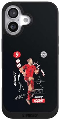 Handyhülle kompatibel mit Apple iPhone 17 Hülle Silikon Case Schwarz FC Bayern München Harry Kane Offizielles Lizenzprodukt
