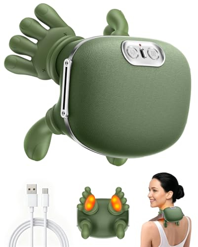 Massagegerät, 4D Nackenmassagegerät mit Wärme, Tragbares Nacken, 3 Modi und 2 Heizstufen, USB Elektrische, Entspannt die Muskeln und lindert Müdigkeit, für Zuhause & Büro, Grün
