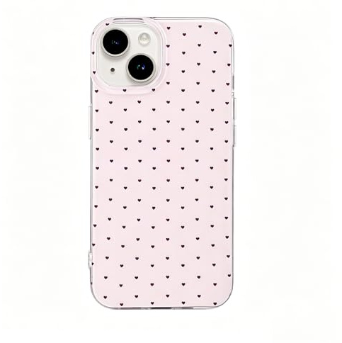 Reownest Case for iPhone 13/14,Simple Heart Polka Dot Phone Cover-Pink | Aesthetic Stylish Shockproof Design, Scratch Resistant Soft TPU Cases,Camera Protection for Women Girls