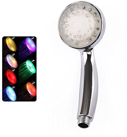 DROK® Soffione Doccia LED Illuminazione Cromoterapia Ducha Shower Head Veloce Changing Multiple Colorata Rainbow Luce Light Illuminated Multicolore Flessibile Smontabile Waterproof for Interno Bagno Bathroom Doccetta