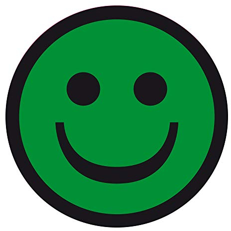 Qualitätsaufkleber Smiley lachend, Grün, Haftpapier, Ø 20 mm, 100 Stück/Rolle