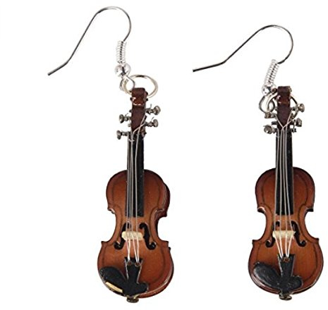 Miniblings Geigen Violine Instrument Ohrringe - Handmade Modeschmuck I Musik Geigerin mit Schatulle Box - Ohrhänger Ohrschmuck versilbert