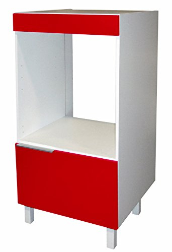 Berlioz Creations CD6FR Meuble Demi-Colonne pour Four Encastrable Rouge Haute Brillance 60 x 60 x 118 cm