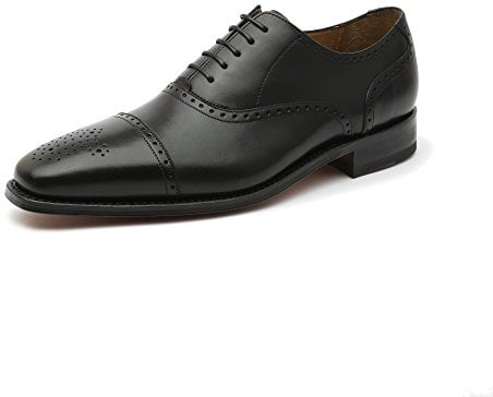 Gordon and Bros Lucquin 2830 classic welted men's Oxford lace up shoes with leather sole and decorated toecap Goodyear welted Black Size: