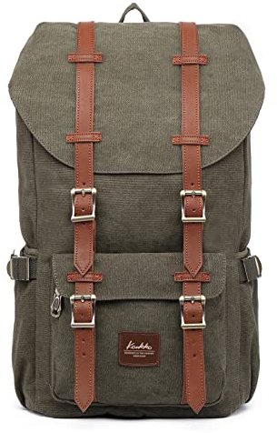 KAUKKO Vintage Rucksack Damen Herren Schön Baumwolle Daypack mit Laptopfach für 14 Zoll Notebook für Schule, Uni, 22.4 L