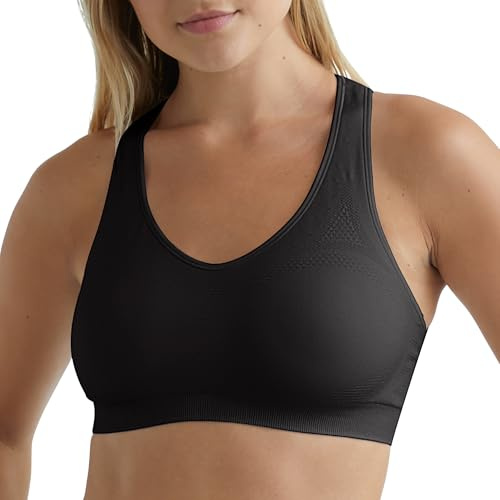 Hanes Seamless Racerback Moderate-Support Sports Bra with CoolDRI Moisture-Wicking