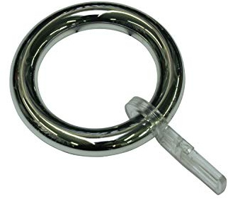 GARDINIA Gardinenringe für Gardinenstangen Ø23/26 mm, Inklusive Faltenlegehaken, 10 Stück, Ring-Breite 8 mm, Kunststoff, Chrom