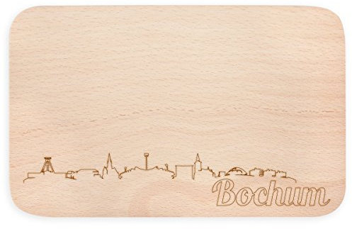 JUNIWORDS Frühstücksbrettchen mit Skyline Gravur - Wähle eine Stadt - Bochum