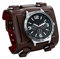 JewelryWe Herren Armbanduhr Analog Quarz 30M wasserdichte Sportuhr Uhren mit Braun Breit Leder Echtleder Armband