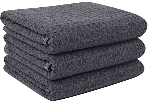 VIVOTE Microfaser Geschirrtücher Waschbar Waffelgewebe Handtuch Super saugfähige Geschirrhandtücher Fusselfrei, 40 cm x 56 cm 3 Stück Grau