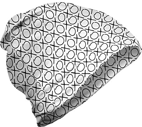 ABAKUHAUS Xo Unisex Beanie, Doodles Monochrome Stil, Wandern im Freien, Schwarz und weiß