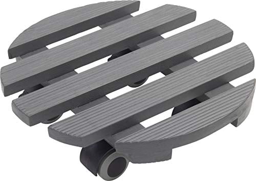 Metafranc 825240 Chariot pour Plantes Ø 300 mm – Charge maximale 60 kg – Plaque de pin striée – Gris – roulettes TPE avec 2 blocages/Rouleau d'intérieur/Aide au Transport des Plantes