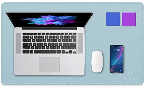 K Knodel Schreibtischunterlage, 60cm x 35cm PVC-Leder Tischunterlage, Wasserdichte Laptop Unterlage für Büro (Hellblau)