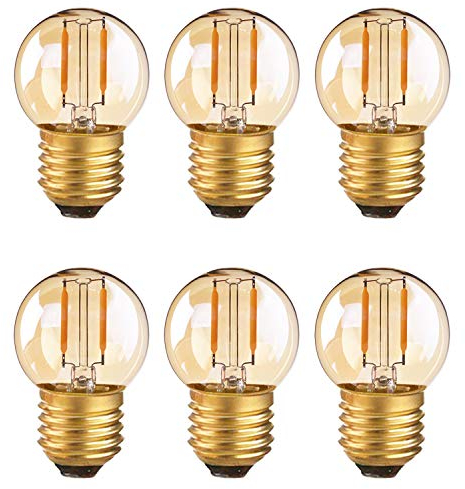 Century Light G40 LED Filament Mini Globe Glühbirne 1 W Niederspannung AC/DC 12-24 V Ultra Warmweiß 2200K Amber Glow 10 W Ersatzäquivalent - E27 Kandelaberbirnen