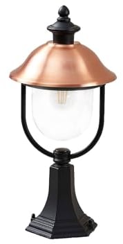 Lindby Außenleuchte (Laterne) Clint (spritzwassergeschützt (Retro, Vintage Antik) in Kupfer aus Aluminium (1 flammig E27) - Wegeleuchte Pollerleuchte Wegelampe Sockelleuchte