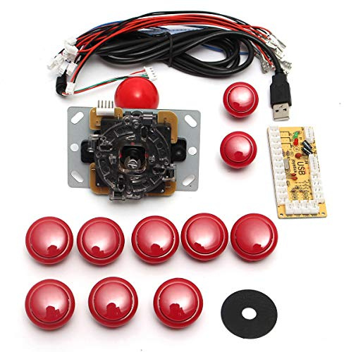 BliliDIY Doppelspieler Red Game DIY Arcade-Spielekonsole Set-Kits Ersatzteile USB-Encoder Für Pc-Doppel-Joysticks Und -Tasten