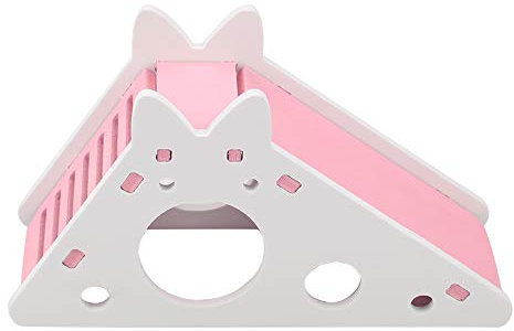 Tnfeeon Montage des escaliers Petit Échelle d'escalier de Hamster Roues d'exercices Jouets d'escalade de Hamster de nid de Repos d'assemblée d'animal familier de Maison de Hamster en Bois(Rose)
