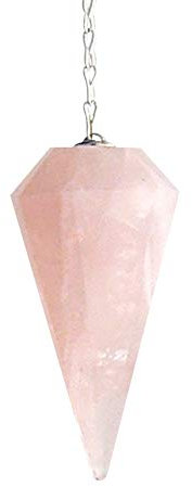 Pendule de quartz rose taillé avec chaîne Pendule pierres précieuses de guérison Pendentif, env. 4 cm