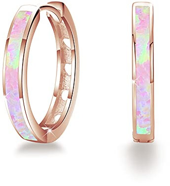 CUOKA MIRACLE Opal Ohrringe Silber 925 Weihnachtstag Geschenke Creolen Silber Creole Schmuck Gold Kleine Creolen Kreis Ohrringe für Mama Frauen Kinder Valentinstag