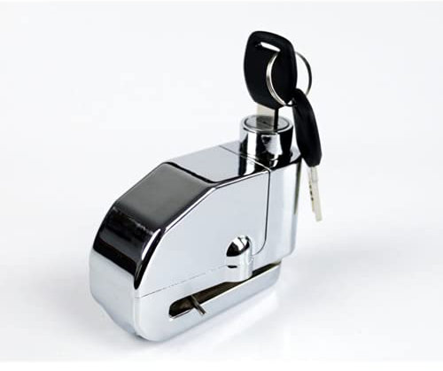 BangShou Bremsscheibenschloss Alarm Scheibenschloss 110dB Motorradschloss für Motorrad und Fahrrad (Silber)