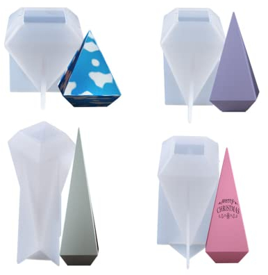 4 Stück Facettierte Konische Silikonform,Pyramiden-Ringhalter-Form für DIY-Ring-Schmuck-Ausstellungsständer,Kerzenhalter, Hochzeitsdekoration,Wiederverwendbar