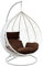 Egg Chair with Cushion Garden Swing Seat Hanging Egg Chair Indoor Outdoor Seating Garden Egg Chairs with Sturdy Steel Frame Reading Chairs Garden Patio Lounge Hanging White Chair Brown Cushion