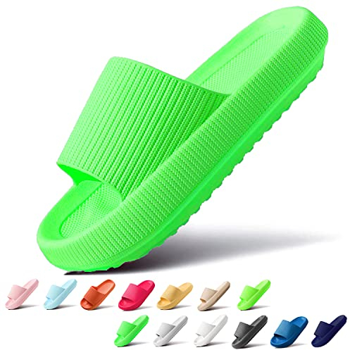 Sumvov Cozyslides Original Damen Schlappen 100% EVA Super Weich Rutschfest Badeschuhe Cozislides Original Hausschuhe Damen(Leuchtendes Grün,42-43)