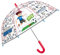 PERLETTI Football Regenschirm Kinder Transparent - Fußball Kinderschirm Reflektierend für Kleine Jungen 3 4 5 Jahre - Kinderregenschirm Durchsichtig Farbig Sicher - Durchmesser 64 cm (Football)