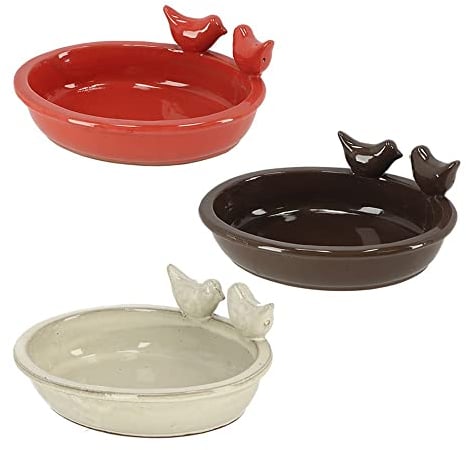Rivanto® Desert Dream Ovale Vogelbad 30 x 24 cm, Höhe 12 cm, Vogeltränke aus Terracotta, Vogelfutterschale für Wildvögel