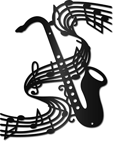 CREATCABIN Musik-Saxophon Wandkunst Metall Vintage Violinschlüssel Wanddekoration Musikinstrumente Hängeskulptur Für Zuhause Schlafzimmer Küche Garten Einweihungsgeschenk Weihnachtsdekoration 30x24cm