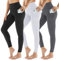 AMIYOYO Sport Leggings Damen mit Tasche High Waist Leggins Blickdicht Sporthose Bauchweg Sportleggins Lang Dehnbar Hose Yoga für Gym Fitness 3er Pack(Schwarz+Dunkelgrau+Weiß,S-M=DE34-40)