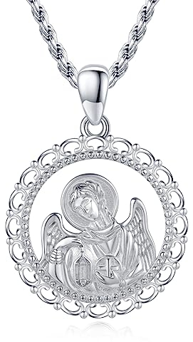 XIXLES Halskette mit Erzengel Anhänger St. Gabriel - 925 Sterling Silber - Religiöse Geschenke für Herren Damen