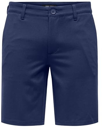 ONLY&SONS Herren Shorts Bermuda Pants Sommer Hose Kurze Freizeit Trousers, Farben:Blau, Größe:M