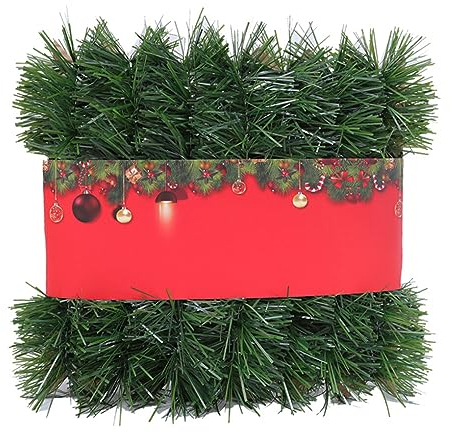 EIOLWJIEO DIY Weihnachtsgirlanden für Zuhause, Klassenzimmer und Partydekorationen, PVC Weihnachtsdekoration, dekorative Girlande, Tannengrün, Grün, 5m